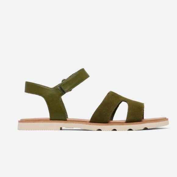 NEW Sorel Ella III Ankle Strap Sandals - Suede Utility Green For Women 252 - Picture 11 of 14